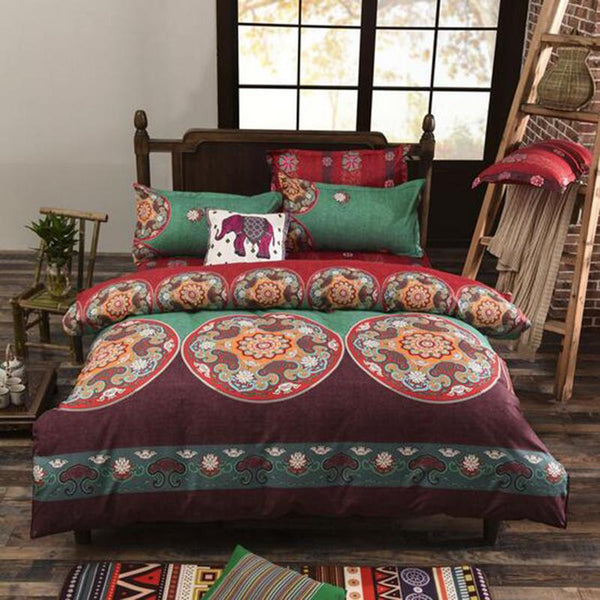 Queen Size Bohemian Print Bedding Set