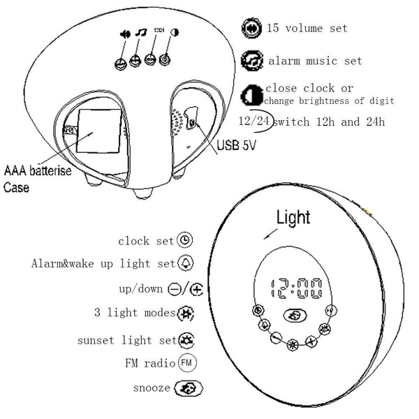 3 in 1 Snoozing Wake Up Light